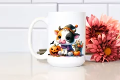Simple Vibrant Baby Cow Halloween Drawing Sublimation Product Image 2