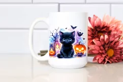 Vibrant Drawing of Baby Black Cat | Clipart Product Image 2
