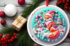 Round Christmas Ornament Sublimation|Clipart Product Image 1