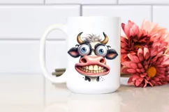 Cow Sublimation Clipart Crazy Funny Cow Portrait Product Image 2
