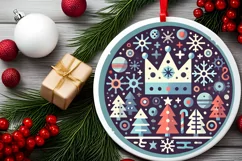 Round Christmas Ornament Sublimation|Clipart Product Image 1