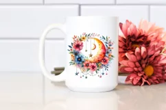 Whimsical Moon with Flowers and Stars | Clipart Product Image 2