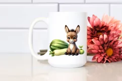 Funny Cute Baby Donkey with Zucchini | Sublimation | Clipart Product Image 2