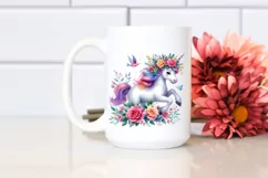 Unicorn with Floral Wreath, Style PNG Product Image 2