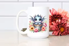 Cute Baby Dragon with Flowers PNG Product Image 2