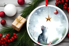 Cat Christmas Watercolor Clipart PNG Product Image 2