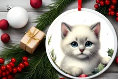 Cat Christmas Watercolor Clipart PNG Product Image 2