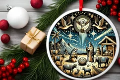 Round Christmas Ornament Sublimation|Clipart Product Image 1