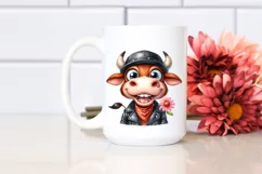 Watercolor Brown Cow Biker Hat | Sublimation | Clipart Product Image 2