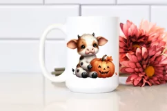 Cute Baby Cow with Pumpkin, PNG Product Image 2