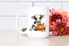Cute Baby Cow with Pumpkin, PNG Product Image 2