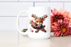 Cute Baby Elk Rugby Watercolor Clipart Product Image 2