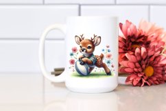 Cute Baby Elk Rugby Watercolor Clipart Product Image 2