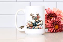 Cute Baby Elk Rugby Watercolor Clipart Product Image 2