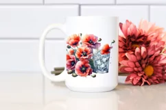 Abstract Watercolor Filled with Large Poppy | Clipart Product Image 2