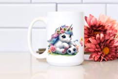 Cute Baby Unicorn Football Watercolor Clipart Product Image 2