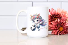 Cute Baby Unicorn Football Watercolor Clipart Product Image 2