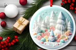 Round Christmas Ornament Sublimation|Clipart Product Image 1