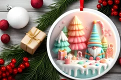 Round Christmas Ornament Sublimation|Clipart Product Image 1