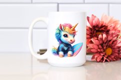 Colorful Unicorn in Surfer&#039;s Wetsuit PNG Product Image 2