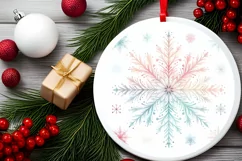 Snow Flake Christmas Round Cute Ornament Sublimation Product Image 1