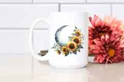 Colorful Half Moon with Sunflowers, PNG Product Image 2
