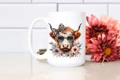 Elegant Highland Cow Sunglasses Sticker | Clipart Product Image 2