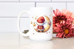 Cute Santa with Gnomes, Retro PNG Product Image 2