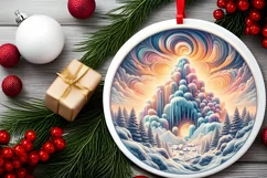 Pastel Molten Candy Winter Scene Round PNG Product Image 2
