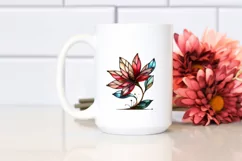 Abstract Stained Magnolia Watercolor Clipart Product Image 2