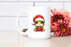 Cute Baby Frog with Santa Hat PNG Product Image 2