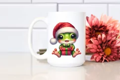 Cute Baby Frog with Santa Hat PNG Product Image 2
