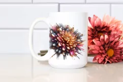 Abstract Shiny Chrysanthemum Watercolor Clipart Product Image 2