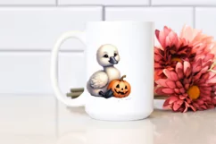 Cute Baby Swan with Pumpkin, PNG Product Image 2