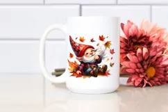 Colorful Gnome with Autumn Leaves PNG Product Image 2