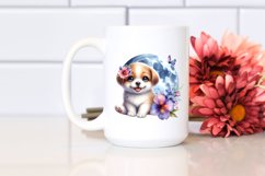 Watercolor Lobelia Moon Dog Clipart Product Image 2