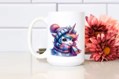 Colorful Unicorn with Winter Scarf PNG Product Image 2