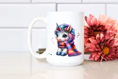 Colorful Unicorn with Winter Scarf PNG Product Image 2