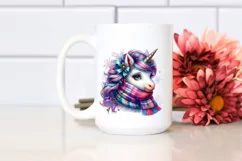 Colorful Unicorn with Winter Scarf PNG Product Image 2