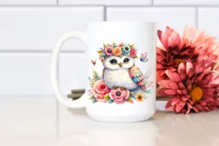 Vibrant Owl with Flower Crown, Pastel PNG Product Image 2