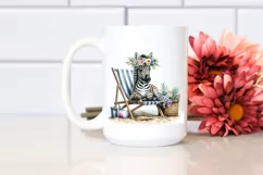 Young Zebra with Flowers Sitting on Beach Chair | Clipart Product Image 2