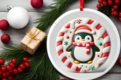Round Christmas Ornament Sublimation|Clipart Product Image 1