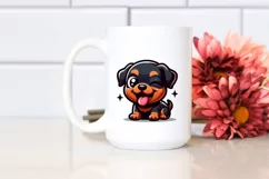 Enthusiastic Baby Rottweiler Clipart PNG Product Image 2