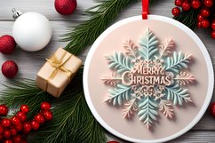 Snow Flake Christmas Round Cute Ornament Sublimation Product Image 1