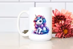Colorful Unicorn with Bow Tie PNG Product Image 2