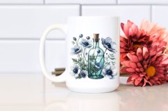 Watercolor Bottle with Large Anemone | Clipart Product Image 2