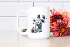 Watercolor Bottle with Large Anemone | Clipart Product Image 2