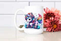 Baby Unicorn with Snowboard PNG Product Image 2