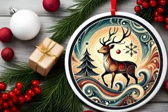 Round Christmas Ornament Sublimation|Clipart Product Image 1
