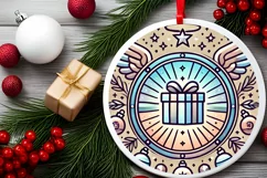 Round Christmas Ornament Sublimation|Clipart Product Image 1